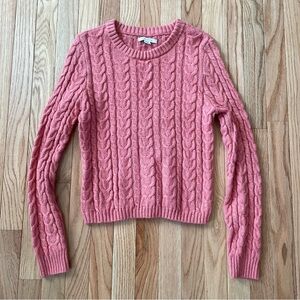 American Eagle Pink Cable Knit Sweater Womens Medium Old Money Cozy Academia